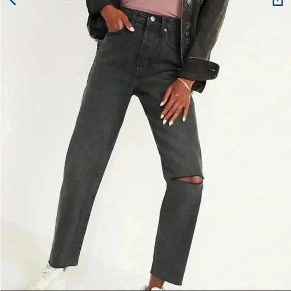Old Navy NEW Extra High-Waisted Sky-Hi Straight Ankle Jean Plus Sz 26 Distressed - Picture 1 of 8